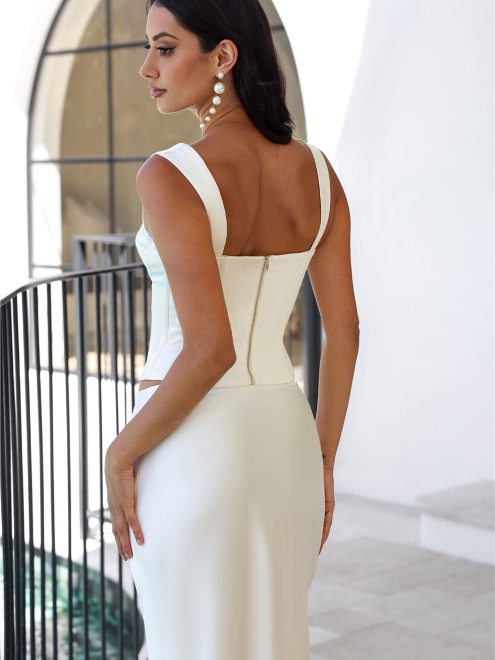 Satin Bustier Top in Ivory - Picture 7 of 10